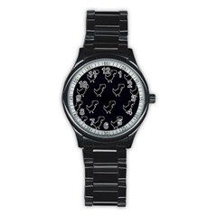 Cute Black, Dinosaur Stainless Steel Round Watch by kyorashop23