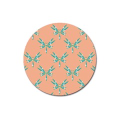 Turquoise Dragonfly Insect Paper Magnet 3  (round) by anzea