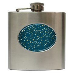 Star Golden Pattern Christmas Design White Gold Hip Flask (6 Oz) by Apen