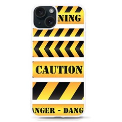Caution Road Sign Warning Cross Danger Yellow Chevron Line Black Iphone 15 Tpu Uv Print Case by anzea
