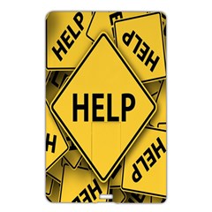 Caution Road Sign Help Cross Yellow Name Card Style Usb Flash Drive by anzea