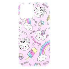 Beautiful Cute Animals Pattern Pink Iphone 15 Black Uv Print Pc Hardshell Case by Grandong