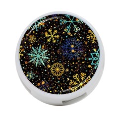 Gold Teal Snowflakes Gold Abstract Christmas 4-port Usb Hub (two Sides) by Bedest