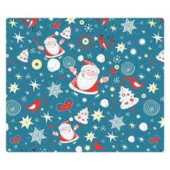 Christmas Pattern, Pattern, Christmas, Santa, Blue Premium Plush Fleece Blanket (small) by kyorashop23