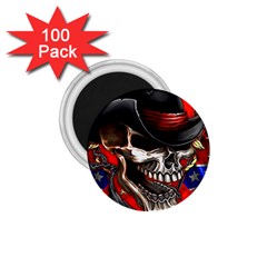 Confederate Flag Usa America United States Csa Civil War Rebel Dixie Military Poster Skull 1 75  Magnets (100 Pack)  by Ket1n9