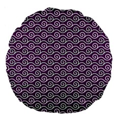 Violet White Pattern Large 18  Premium Flano Round Cushions by ytdream