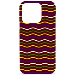 Multicolor Wave Pattern Iphone 15 Pro Black Uv Print Pc Hardshell Case by ytdream