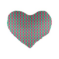 Yellow Blue Pattern Standard 16  Premium Heart Shape Cushions by ytdream