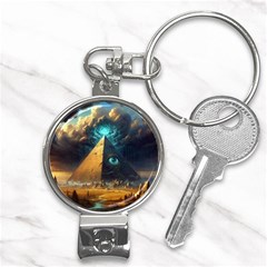 Mystic Blue Pyramid Art Nail Clippers Key Chain by ExtraAwesomeSauce