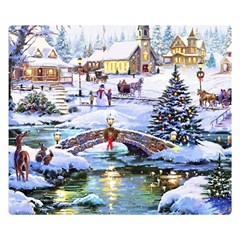 Icy Lights, Art, Christmas, Houses Premium Plush Fleece Blanket (small) by kyorashop23