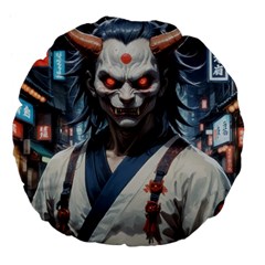 Demon Samurai Large 18  Premium Flano Round Cushions by AwesomeSauce
