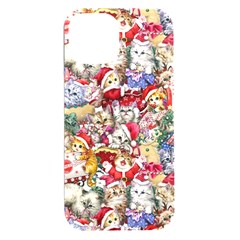 Pattern Kitten Christmas Iphone 15 Plus Black Uv Print Pc Hardshell Case by Bedest