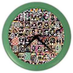 Spanish Gothic Girls Pattern Color Wall Clock by violetheavensky