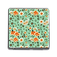 Retro 1960s Flowers Pattern 3 Memory Card Reader (square 5 Slot) by violetheavensky