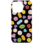 Ecstasy pills pattern iPhone 15 Pro Max Black UV Print PC Hardshell Case Front