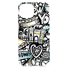 New York City Nyc Broadway Doodle Art Iphone 15 Plus Black Uv Print Pc Hardshell Case by Grandong