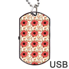 Retro 1880s Flowers Pattern 23 Dog Tag Usb Flash (two Sides) by violetheavensky