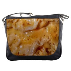 Homemade Flan Extreme Close-up Texture Messenger Bag by dflcprintsclothing