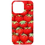 Strawberry Texture, Macro, Ripe Strawberry iPhone 15 Pro Max Black UV Print PC Hardshell Case Front