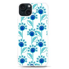 Blue Daisy Minimalist Leaves   Iphone 15 Tpu Uv Print Case by ConteMonfrey