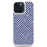 Blue and White Abstract Stripes iPhone 15 Plus TPU UV Print Case Front