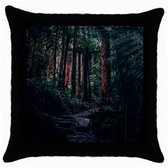 Forest Jungle Trees Tropics Throw Pillow Case (black) by Bedest