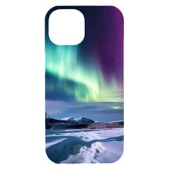 Northern Lights Aurora Night Nature Iphone 15 Black Uv Print Pc Hardshell Case by Posterlux
