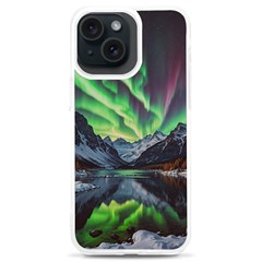 Lake Mountains Aorora Northern Lights Snow Iphone 15 Plus Tpu Uv Print Case by Paksenen