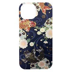 Japanese Wave Koi Illustration Pattern Iphone 15 Black Uv Print Pc Hardshell Case by Ndabl3x