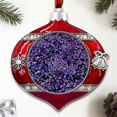 Neon Symphony Design Metal Snowflake And Bell Red Ornament by dflcprintsclothing