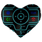 Retro Mobile Device Output Device Large 19  Premium Flano Heart Shape Cushions Back