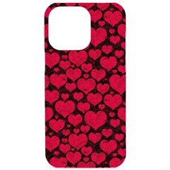Valentines Day Hearts Pattern Love Red Iphone 15 Pro Max Black Uv Print Pc Hardshell Case by Maspions