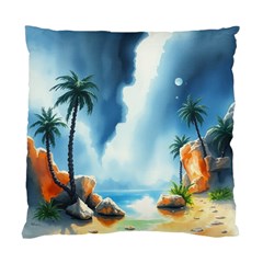 Delicate Watercolor Painting Surreal Oasis Scene With Intense Dramatic Lighting Standard Cushion Case (two Sides) by pollyparadiseartshop