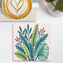Illustrations Plants Nature Leaves Uv Print Square Tile Coaster  by Salmanaz77