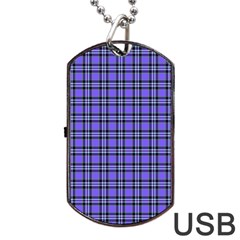 Blue Tartan Plaid 1 Dog Tag Usb Flash (one Side) by dressshop
