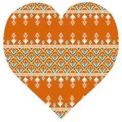 Winter Wonderland Seamless Pattern: Christmas Trees & Snowflakes On Dark Background Wooden Puzzle Heart by ArtfulThreads