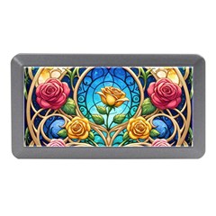 Roses Floral Stained Glass Vibrant Memory Card Reader (mini) by Grandong