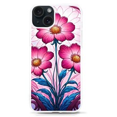 Fantasy Pink Flowers Stained Glass Iphone 15 Tpu Uv Print Case by Grandong