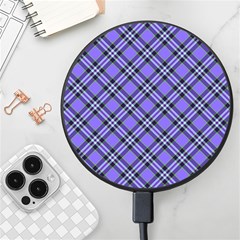 Blue Tartan Plaid 1 Diagonal Wireless Fast Charger(black) by dressshop