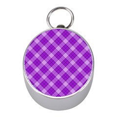 Purple Plaid Tartan 3 Diagonal (2) Mini Silver Compasses by dressshop