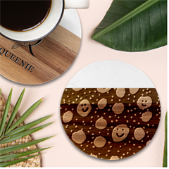Doodle Dot Drawing Marble Wood Coaster (round) by Salmanaz77