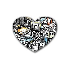 Doodle New York City Nyc Rubber Heart Coaster (4 Pack) by Salmanaz77