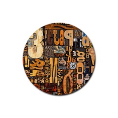 3d Letters Macro Wooden Letters Letters Textures Rubber Round Coaster (4 Pack) by Salmanaz77