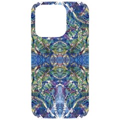 Blue Arabesque Iphone 15 Pro Black Uv Print Pc Hardshell Case by kaleidomarblingart