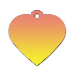 Coral Pink To Electric Yellow Linear Gradient Dog Tag Heart (one Side) by GradientsOmbre