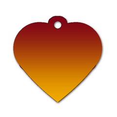 Burgundy Red To Amber Orange Linear Gradient Dog Tag Heart (one Side) by GradientsOmbre