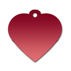 Burgundy Red To Coral Pink Linear Gradient Dog Tag Heart (one Side) by GradientsOmbre