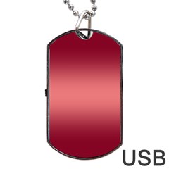 Burgundy Red To Coral Pink Bilinear Gradient Dog Tag Usb Flash (two Sides) by GradientsOmbre