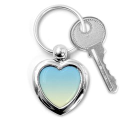 Baby Blue To Cream Yellow Linear Gradient Key Chain (heart) by GradientsOmbre