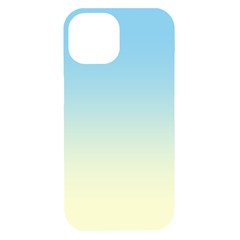 Baby Blue To Cream Yellow Linear Gradient Iphone 15 Black Uv Print Pc Hardshell Case by GradientsOmbre
